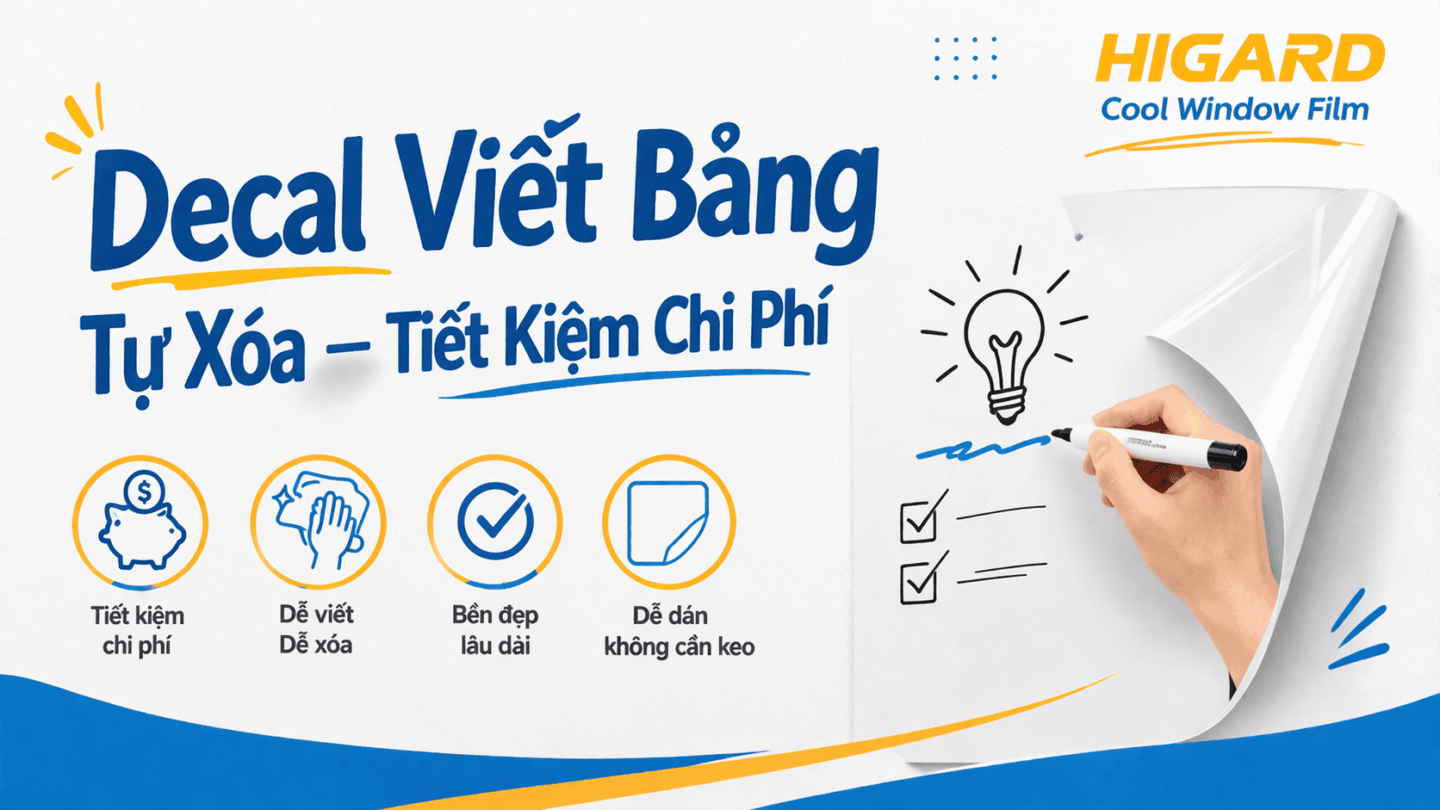 DECAL BẢNG TRẮNG VIẾT BÚT LÔNG HIGARD CAO CẤP - LAU SẠCH, KO ĐỂ LẠI VẾT 14 Thi công dán decal bảng trắng viết bút lông Higard lên bề mặt phẳng, tạo bảng viết trắng mịn, thẩm mỹ cho văn phòng và lớp học.