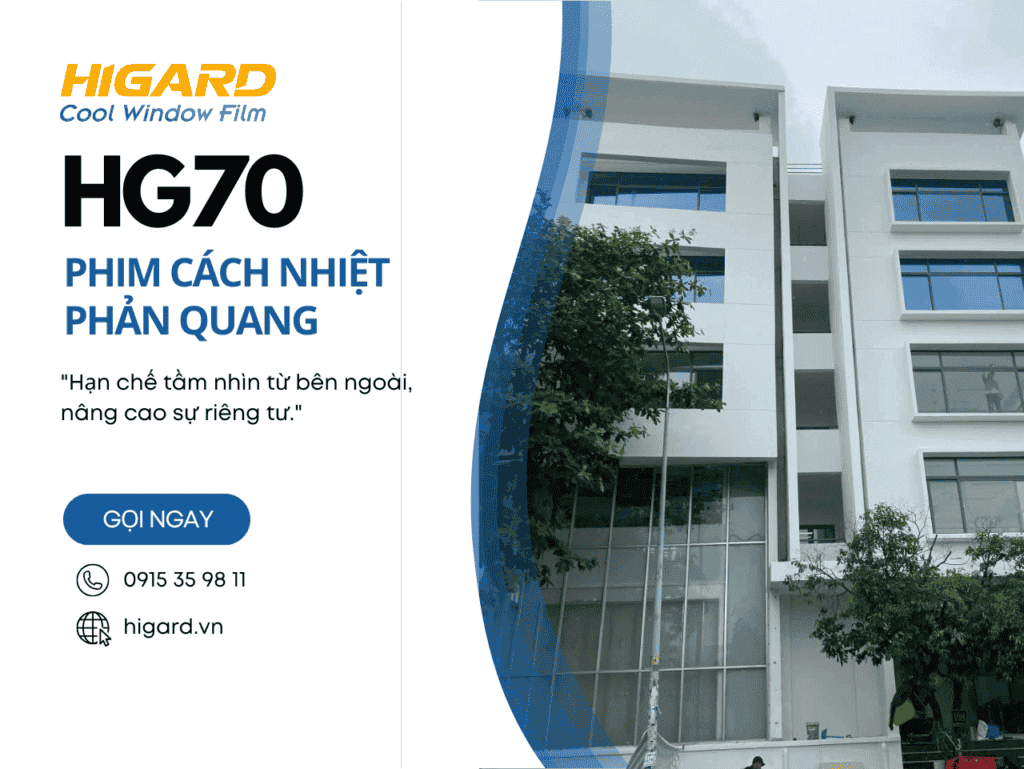 Phim cách nhiệt HG70 xanh biển giữ mát, chống chói hiệu quả