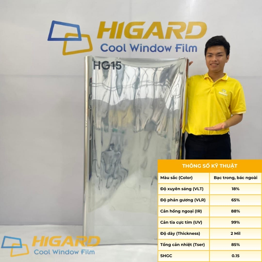 phim cách nhiệt dán trần kính ô tô hg15