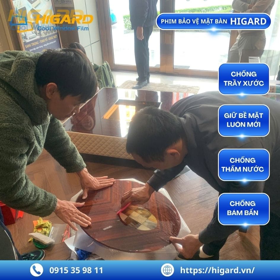phim bảo vệ mặt bàn đá gỗ