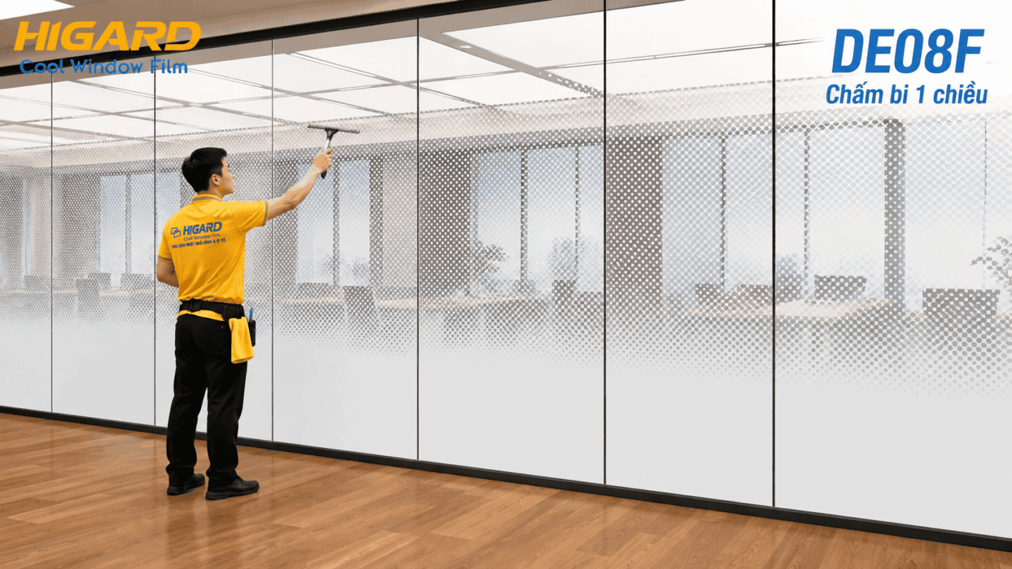 Decal chấm bi 3D cho cửa kính
