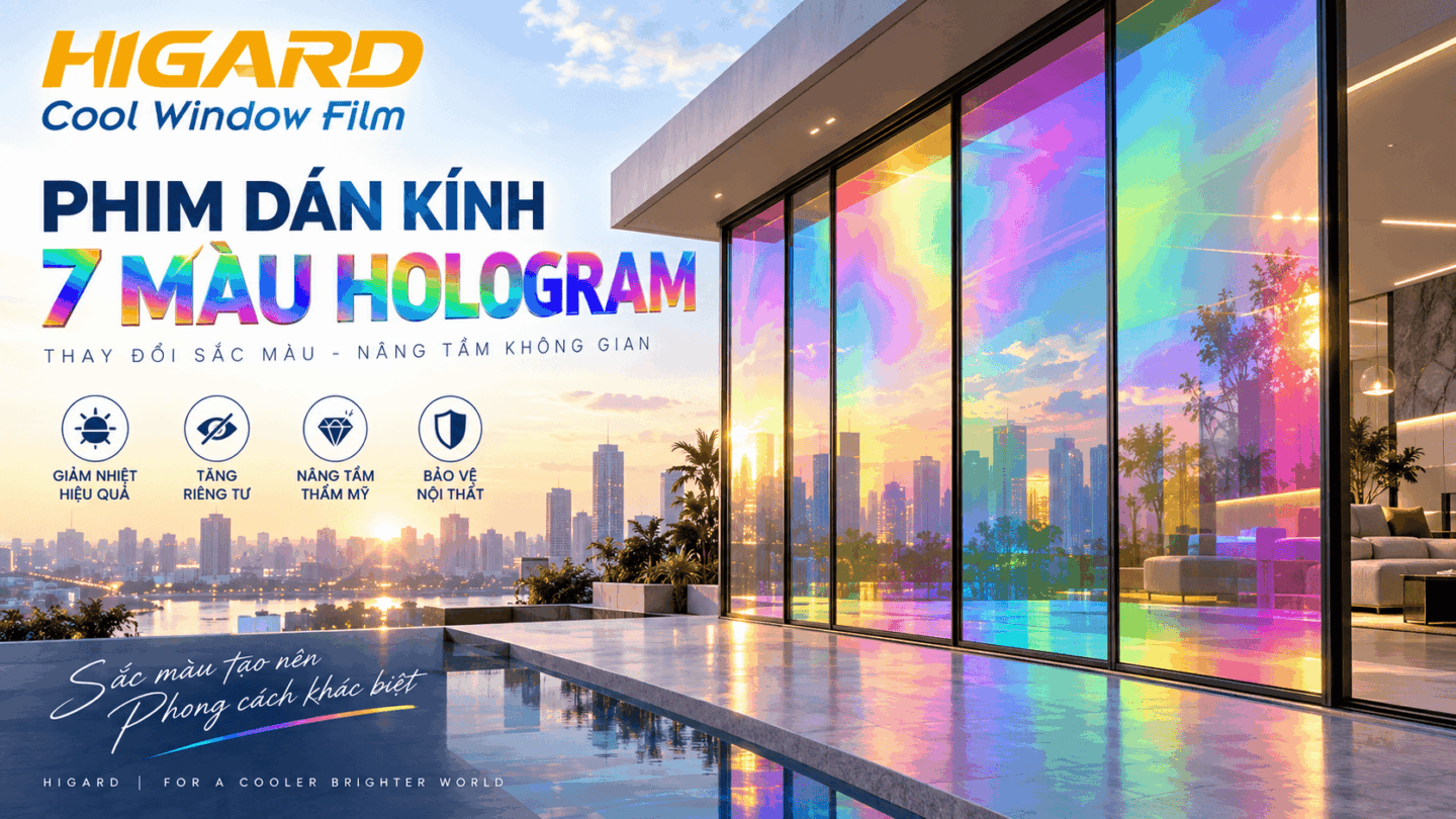 Thi công phim dán kính 7 màu Higard