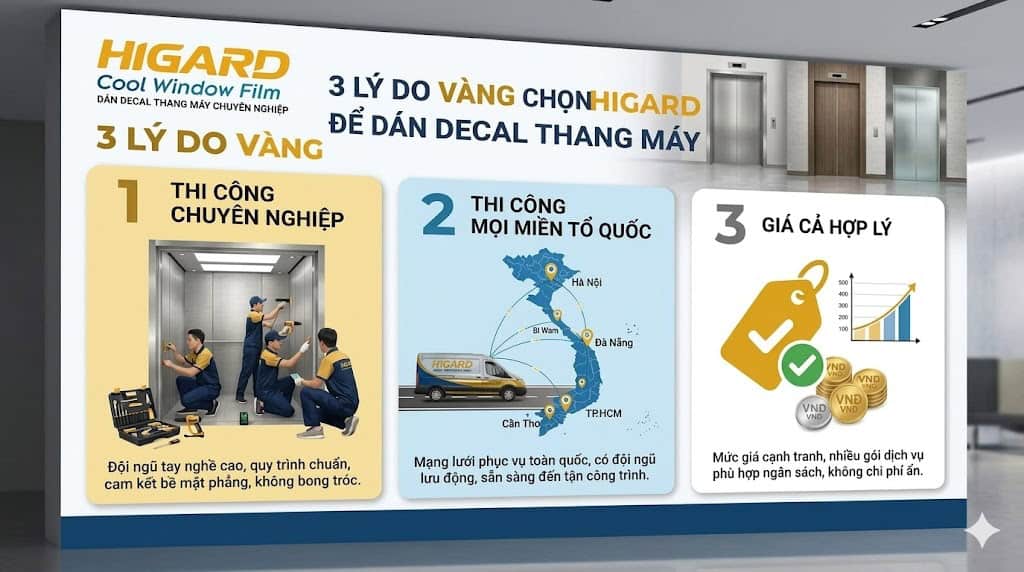 Dán decal thang máy Higard