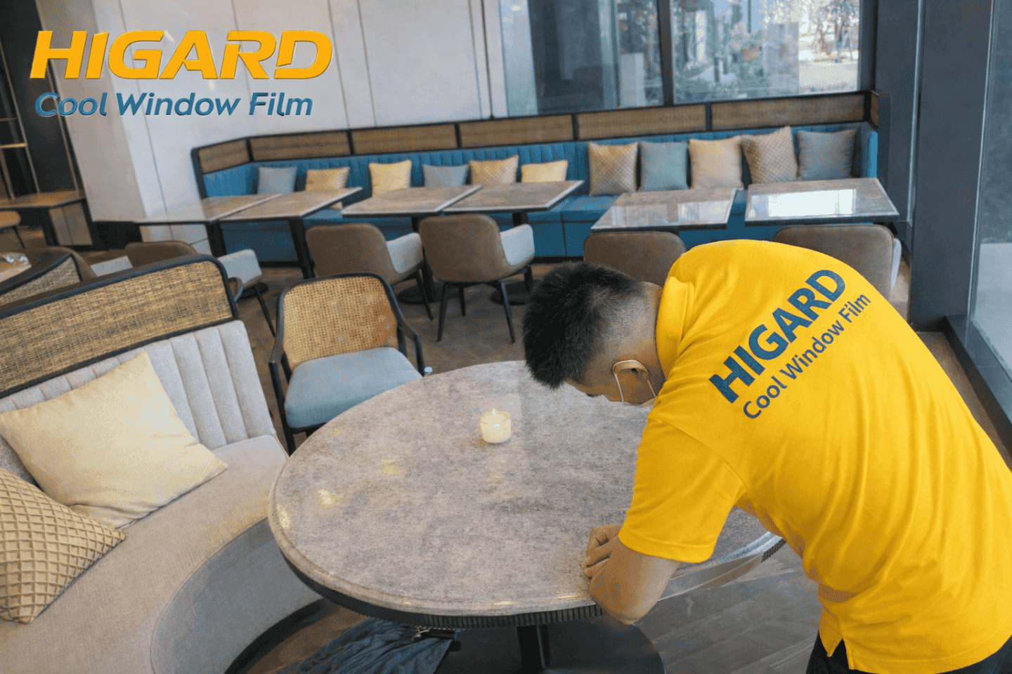 Dán ppf mặt bàn gỗ Higard