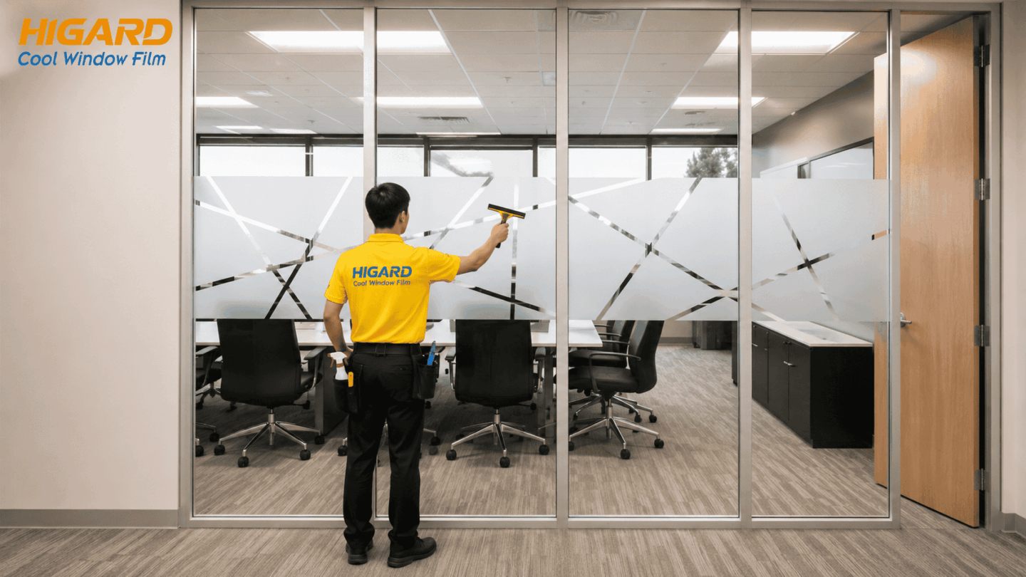 Dán decal mờ vách ngăn kính văn phòng đẹp