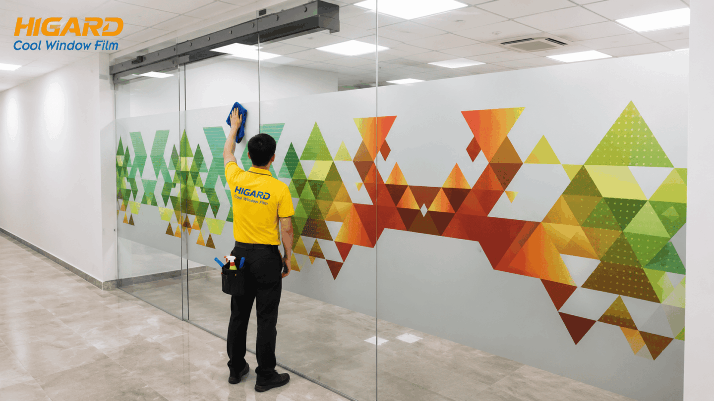 Decal mờ phòng họp tạo không gian kín đáo và chuyên nghiệp.