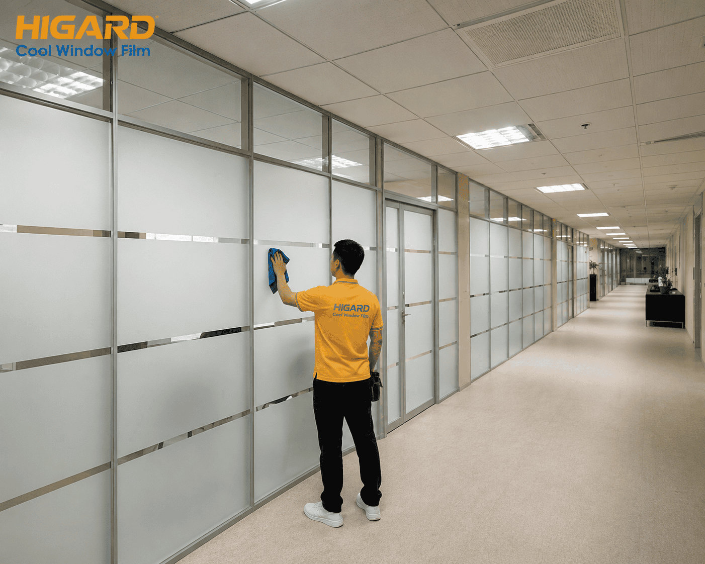 Decal mờ kẻ chỉ dán vách ngăn kính