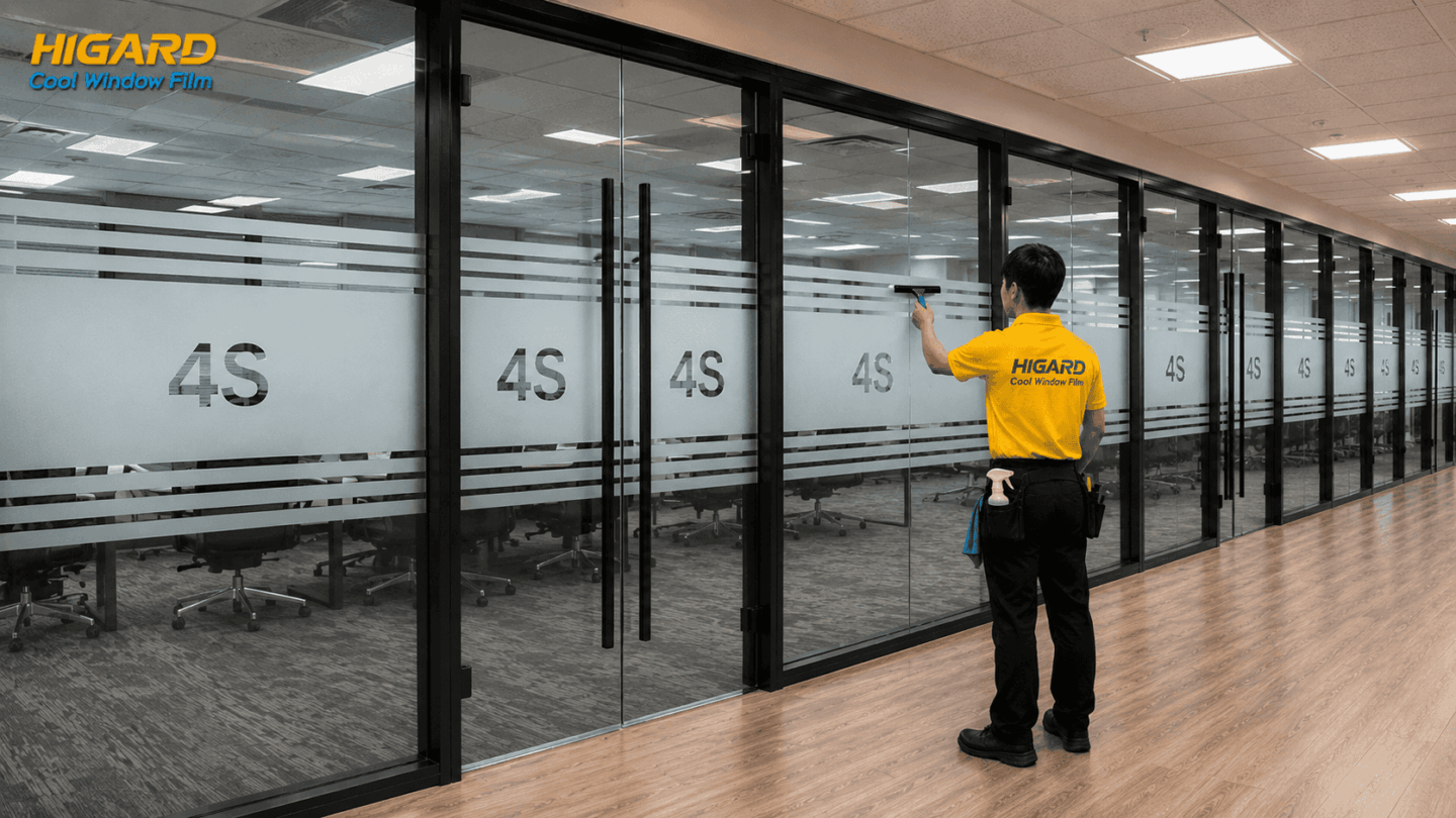 Dán decal mờ cửa kính văn phòng tăng thẩm mỹ