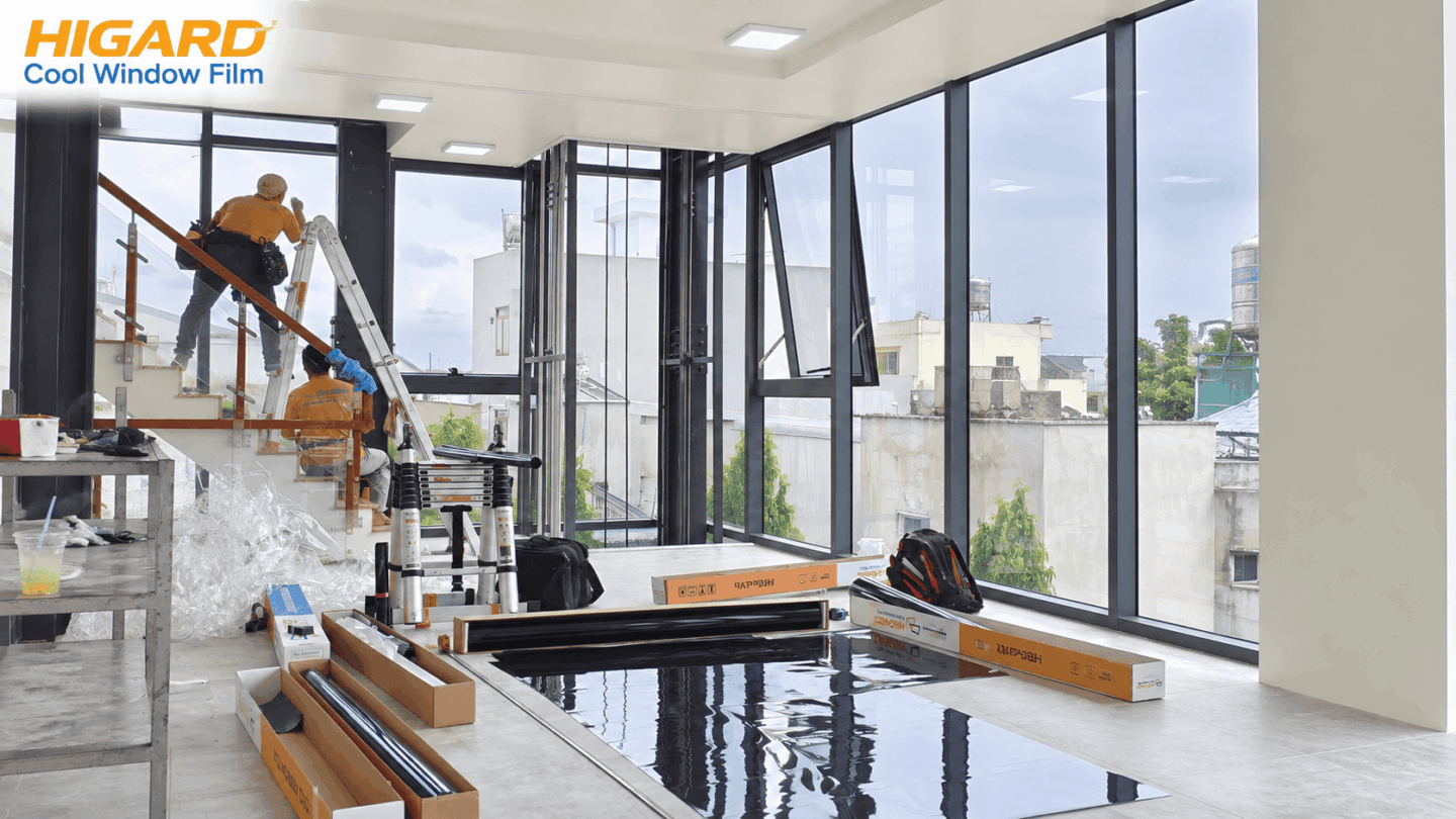 Dán decal cách nhiệt nhà máy màu xám khói Higard