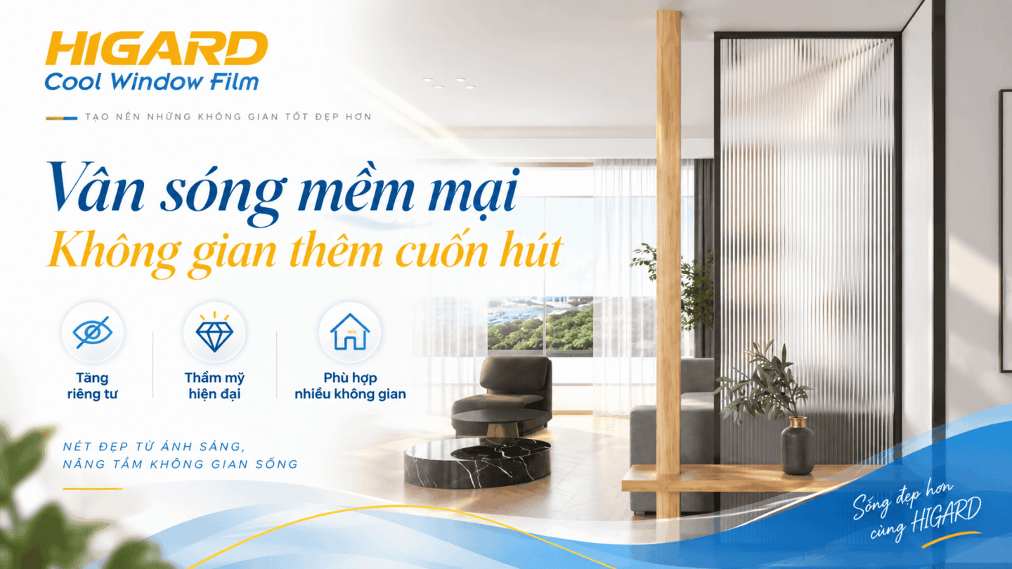 Decal dán kính 3D vân sóng kết hợp khung kính đen