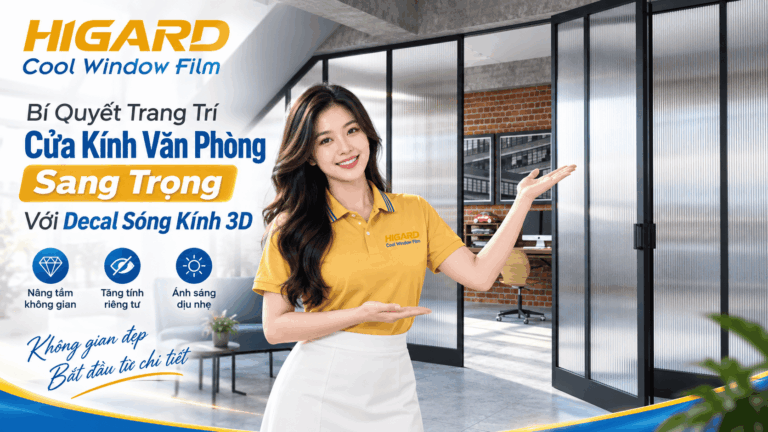 Decal Sóng Kính 3D trang trí vách kính văn phòng hiện đại
