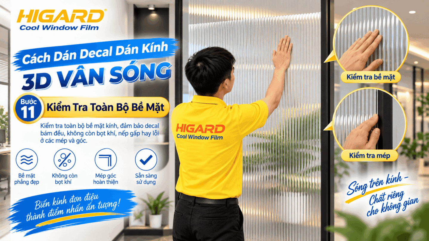 Hướng Dẫn Tự Dán Decal Vân Sóng 3D Tại Nhà Không Bị Bọt Khí 17 Kiểm tra toàn bộ bề mặt Decal Vân Sóng 3D sau khi hoàn thiện