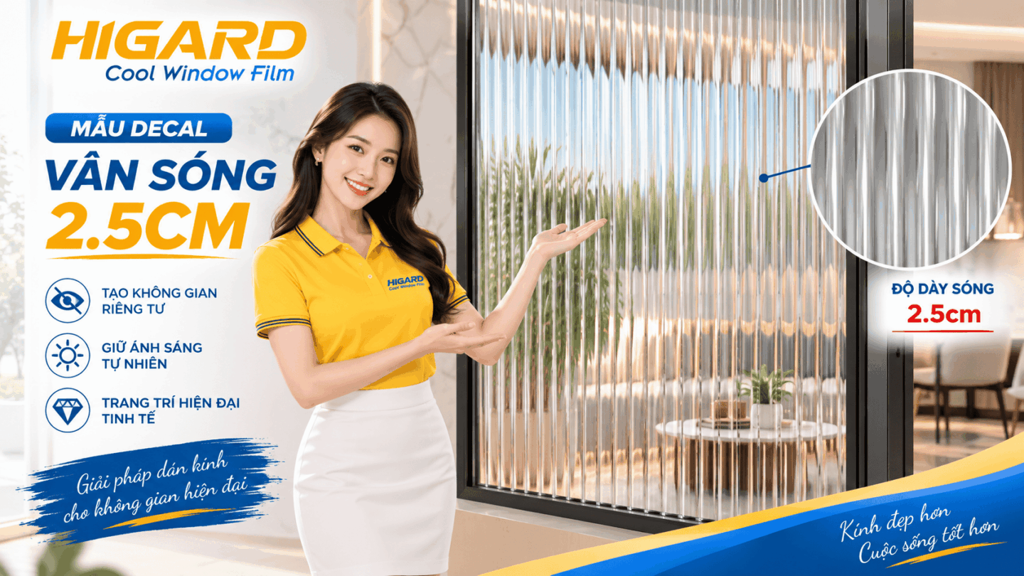 Mẫu phim dán kính vân sóng 2.5cm nổi bật