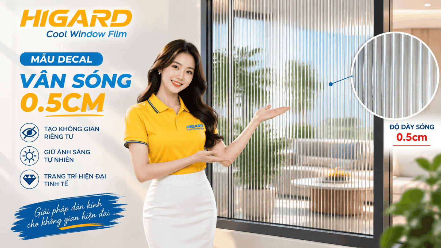 Mẫu phim dán kính vân sóng 0.5cm tinh tế