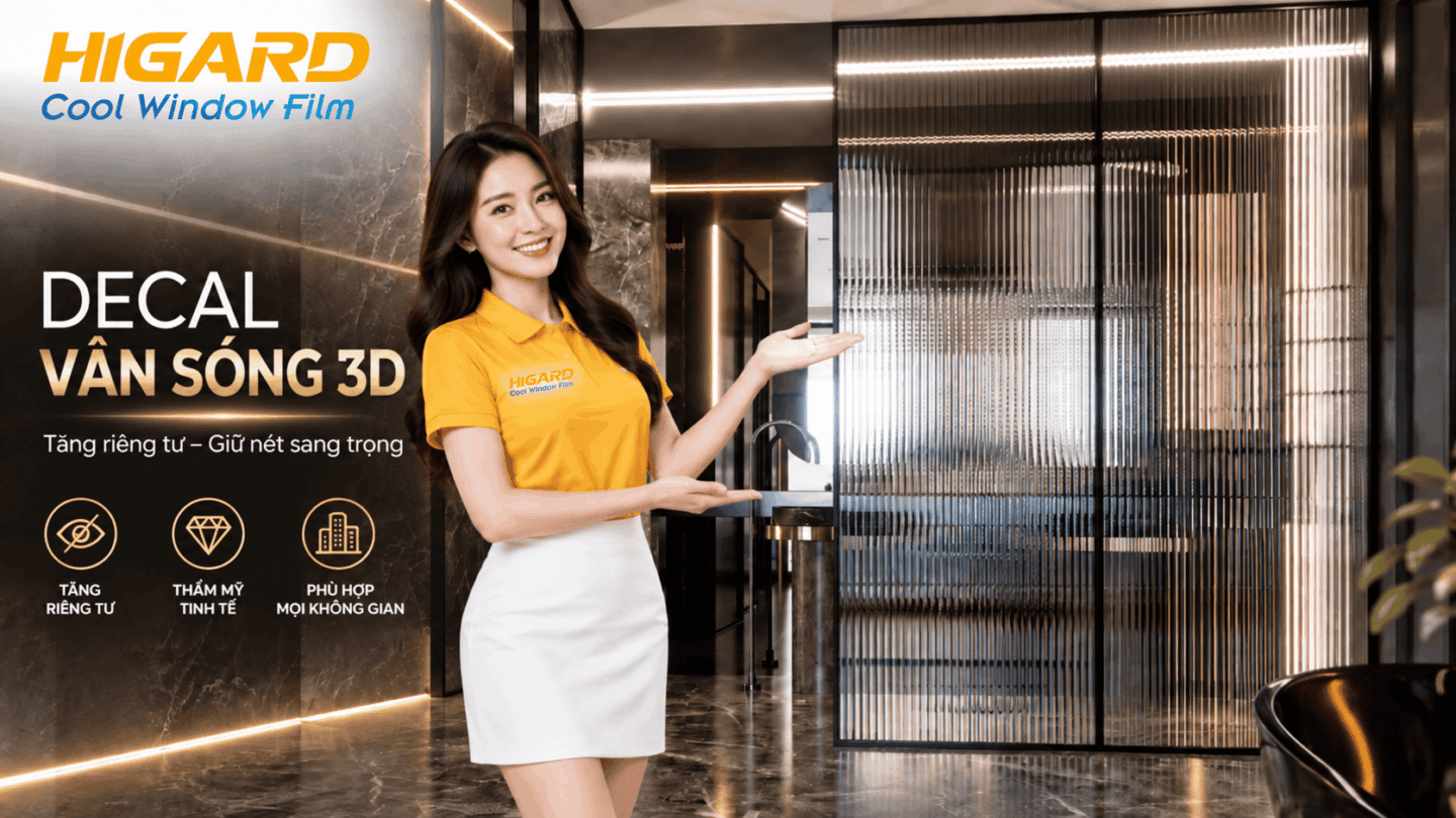 Mẫu decal kính 3D vân sóng trang trí showroom