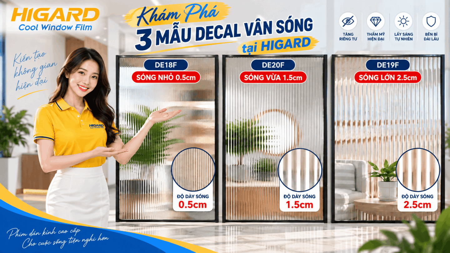Mẫu phim dán kính vân sóng 3D trang trí kính hiện đại