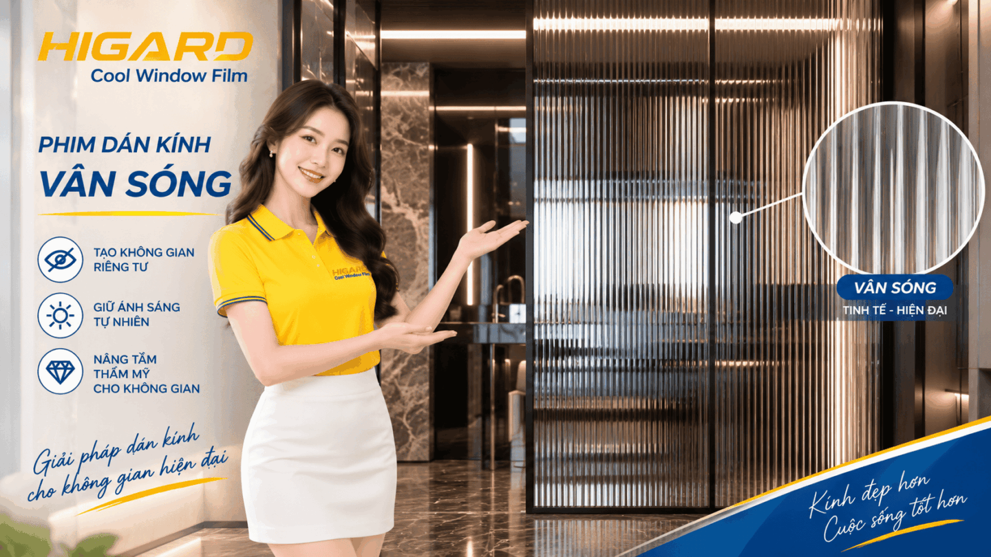 Mẫu phim dán kính vân sóng dọc trang trí cửa kính