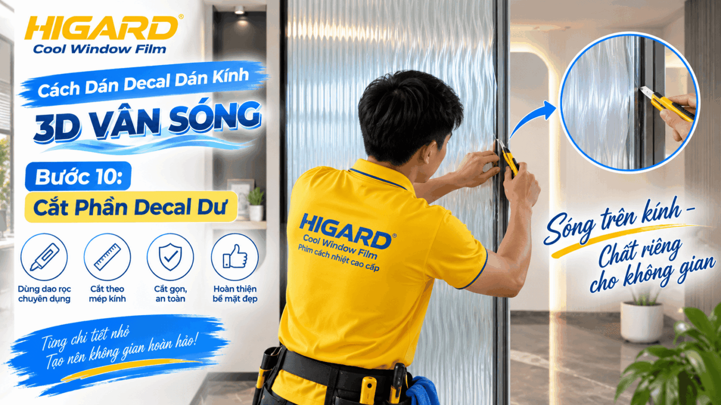 Hướng Dẫn Tự Dán Decal Vân Sóng 3D Tại Nhà Không Bị Bọt Khí 16 Cắt phần Decal Vân Sóng 3D dư quanh mép kính