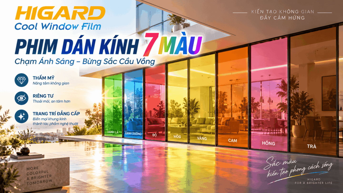 Phim dán kính đổi màu màu vàng Higard