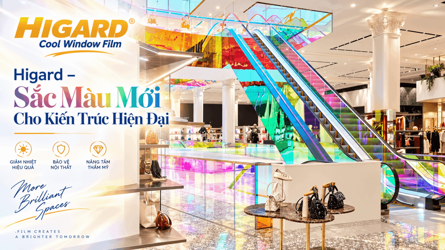 Phim dán kính Hologram Higard trang trí vách kính