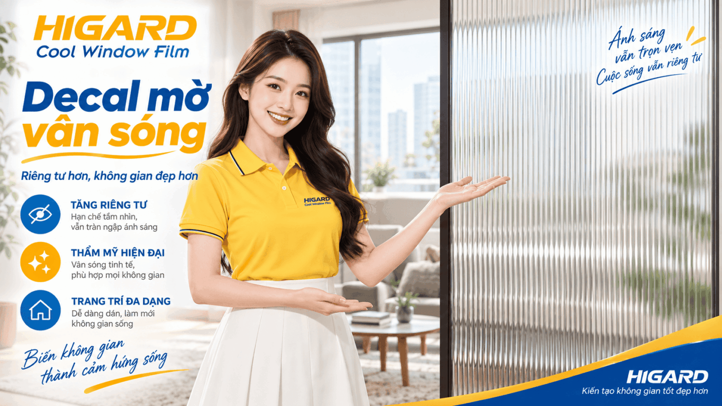 Decal vân sóng 3D trang trí cửa kính nội thất