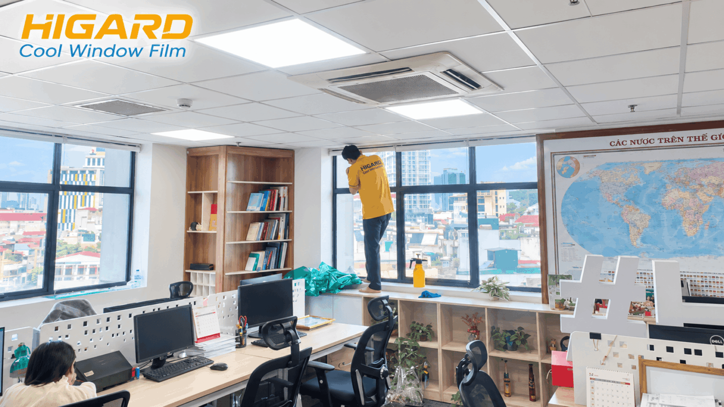 Dán phim cách nhiệt văn phòng cho hệ kính nhiều tầng
