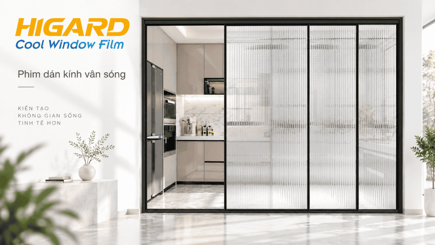 Decal dán kính 3D vân sóng cho cửa kính phòng khách