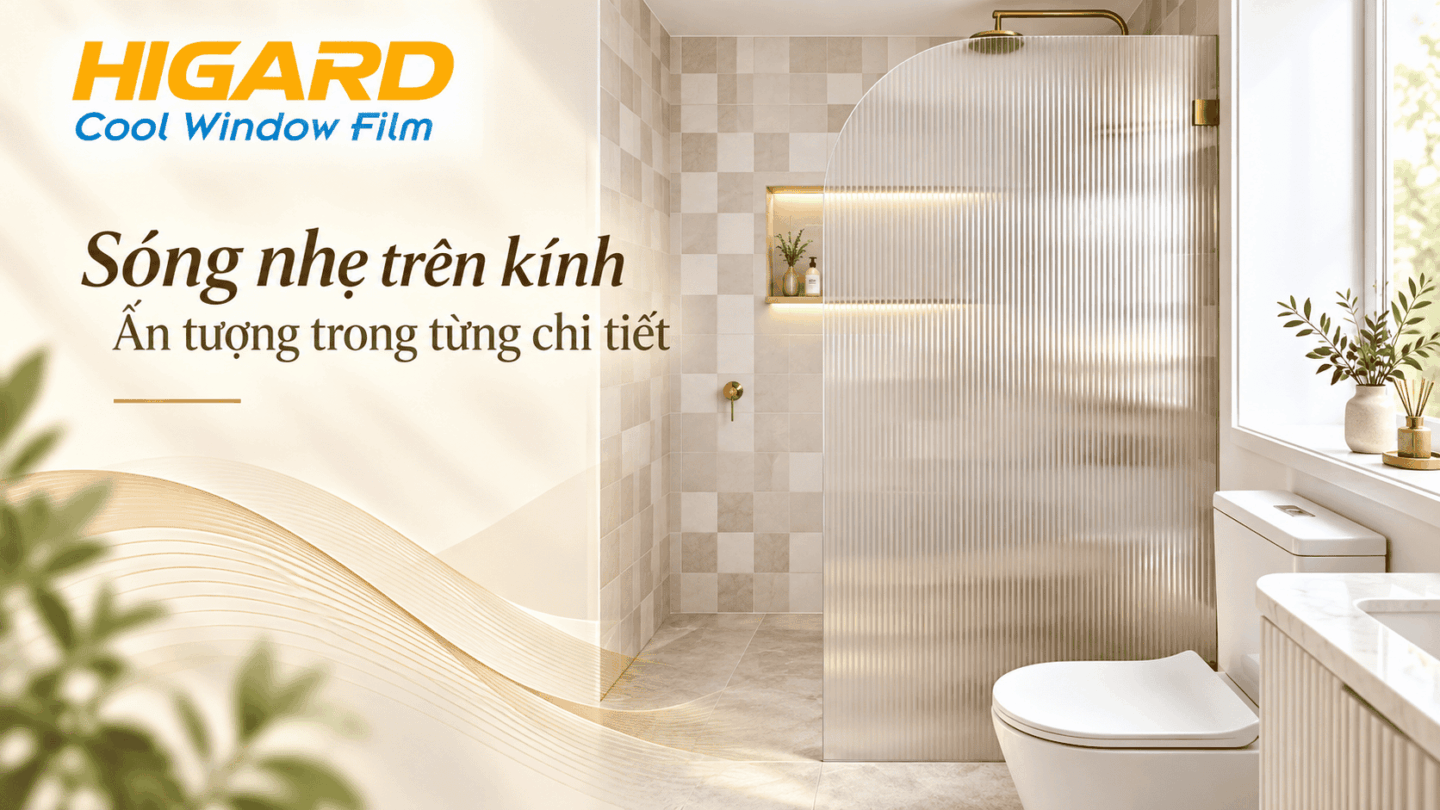 Dán kính mờ phòng tắm bằng decal vân sóng
