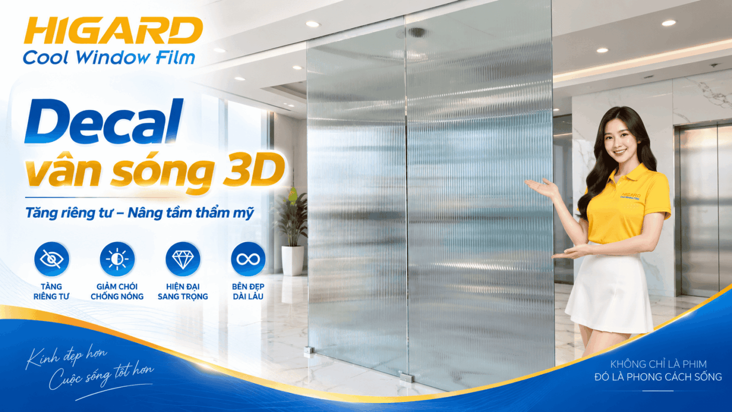 Film dán kính vân sóng Higard trang trí cửa kính