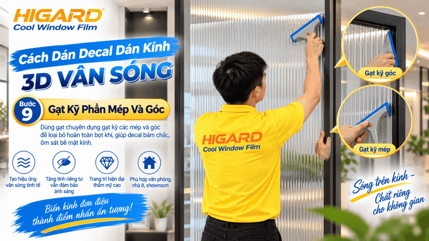 Hướng Dẫn Tự Dán Decal Vân Sóng 3D Tại Nhà Không Bị Bọt Khí 15 Gạt kỹ phần mép và góc khi dán Decal Vân Sóng 3D