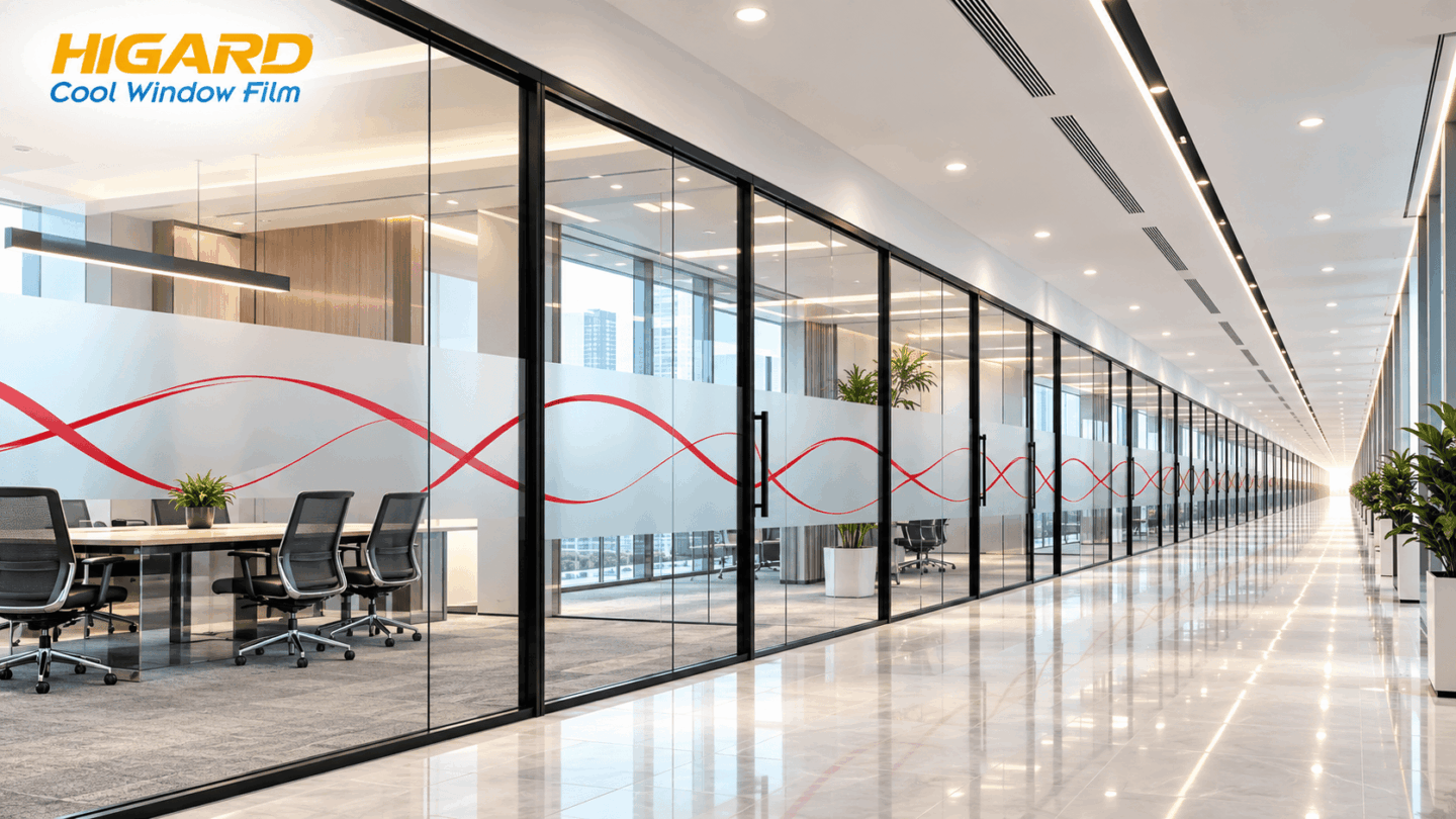 Decal dán kính mờ Higard thi công cho công ty