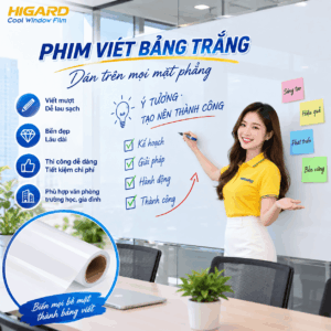 Phim Cách Nhiệt Phản Quang Silver Series 8 Phim viết bảng trắng Higard dán kính và bề mặt phẳng, viết xóa tiện lợi