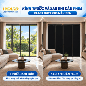 Phim blackout HC06 trắng che kính phòng lưu trữ