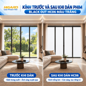 Phim blackout HC06 đen và trắng tạo riêng tư ngày đêm