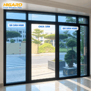 Kính phòng họp hướng sân dán phim dán kính chống nhìn trộm HG80