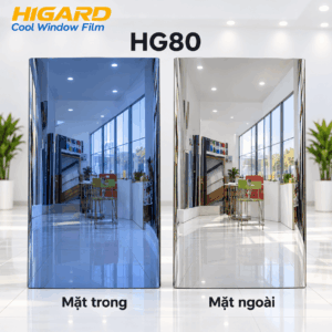 Vách kính văn phòng dán phim cách nhiệt phản quang Higard HG80