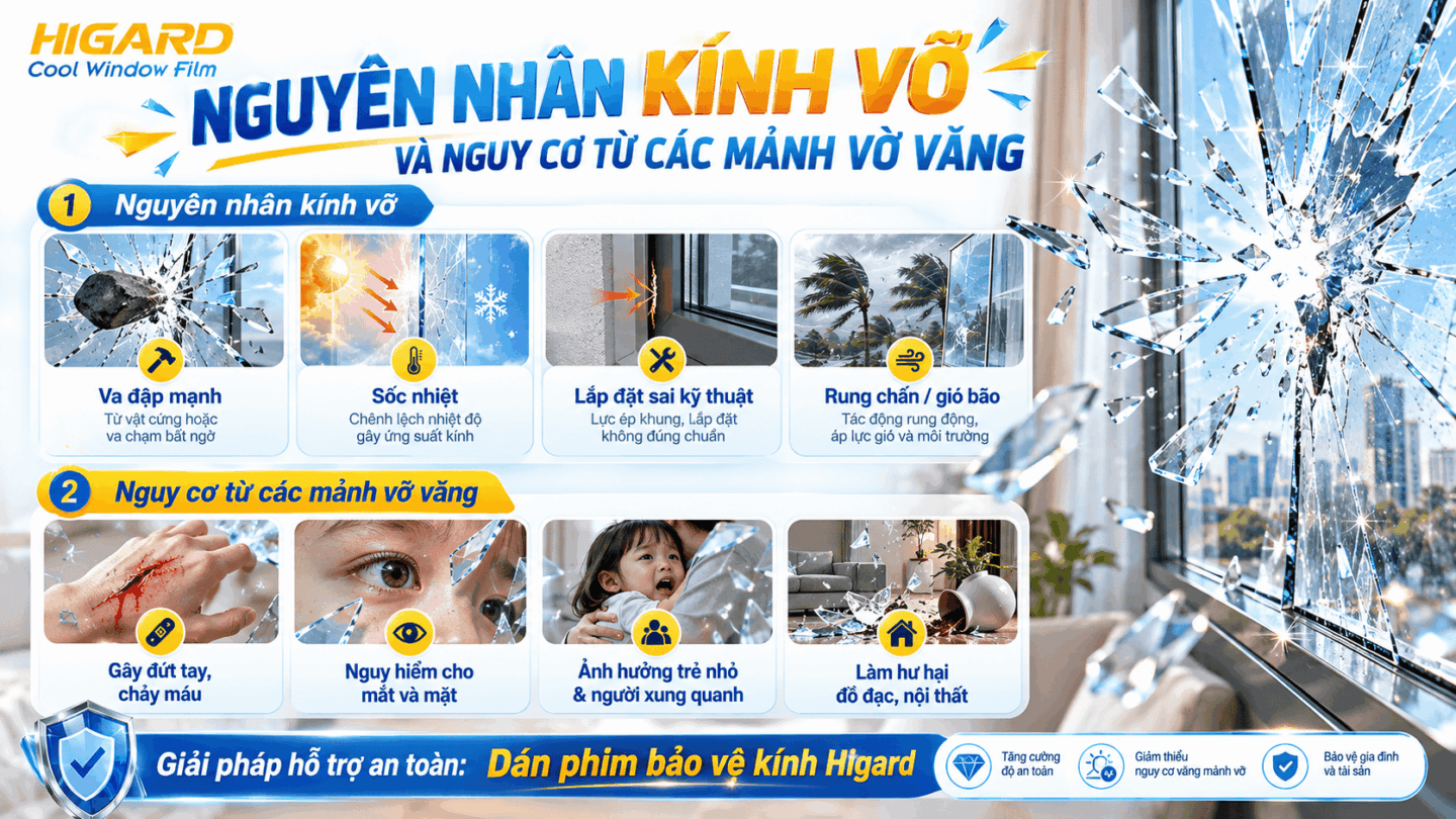 Phim dán kính chống vỡ trong suốt cho cửa kính gia đình