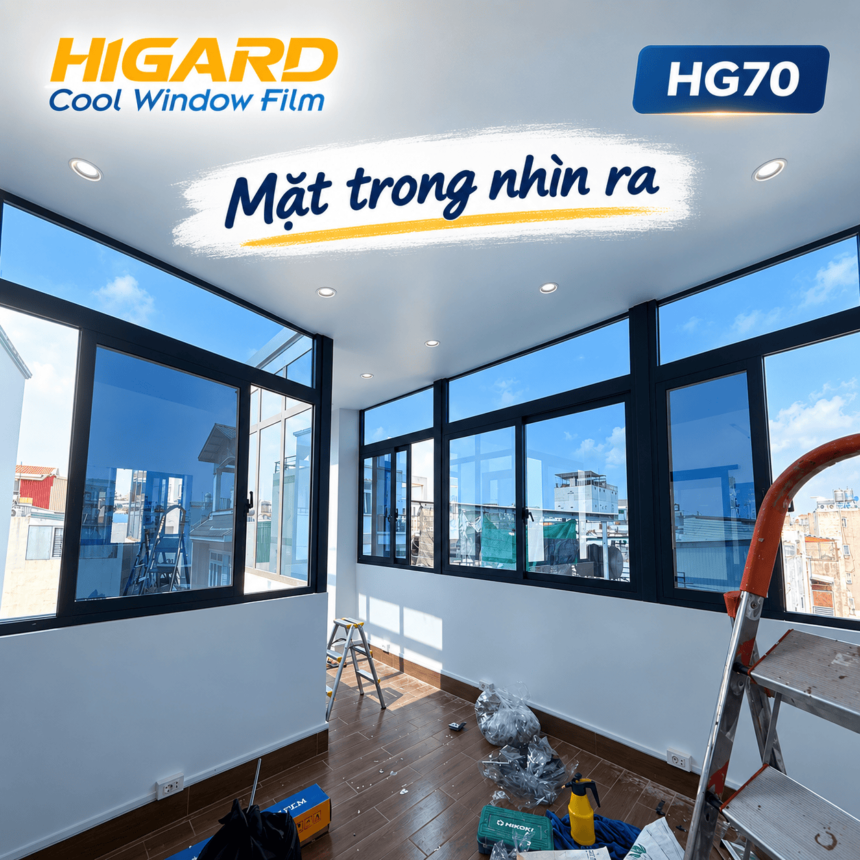 Phim dán kính 1 chiều Higard HG70: Giải Pháp Chống Nóng Toàn Diện cho văn phòng 46 Phim cách nhiệt 1 chiều Higard HG70 cho văn phòng kính