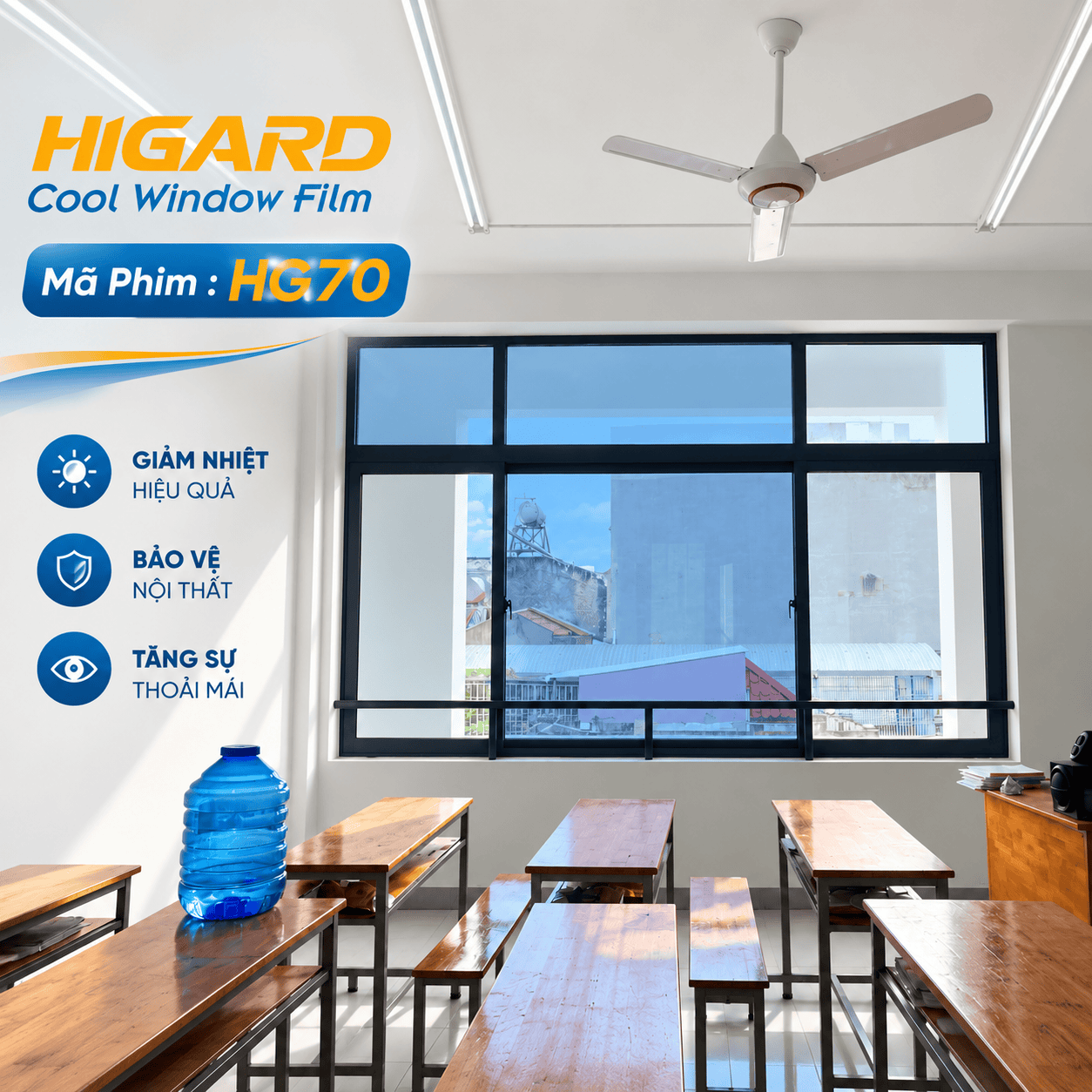 Phim dán kính 1 chiều Higard HG70: Giải Pháp Chống Nóng Toàn Diện cho văn phòng 3 Phim dán kính 1 chiều Higard HG70 cho nhà xưởng