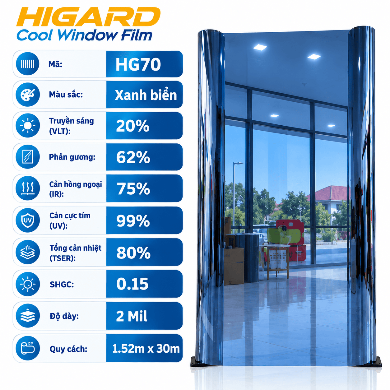 Phim dán kính 1 chiều Higard HG70: Giải Pháp Chống Nóng Toàn Diện cho văn phòng 1 Phim dán kính 1 chiều HG70 cho trường học chống nóng giảm chói