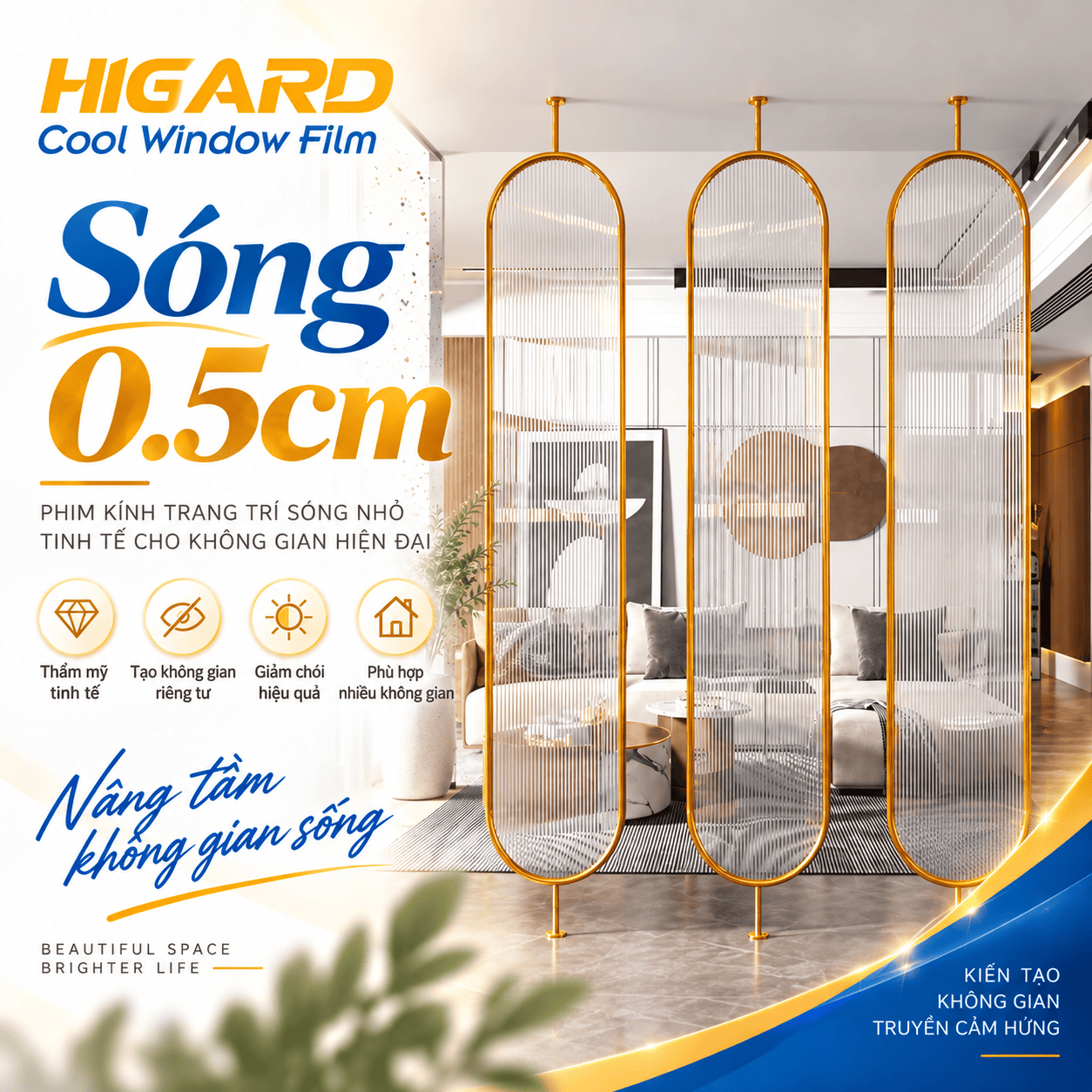 Phim Dán Kính 3D Vân Sóng: Nâng Tầm Đẳng Cấp Cho Không Gian Nội Thất 4 Phim dán kính 3D vân sóng 0.5cm trang trí nội thất