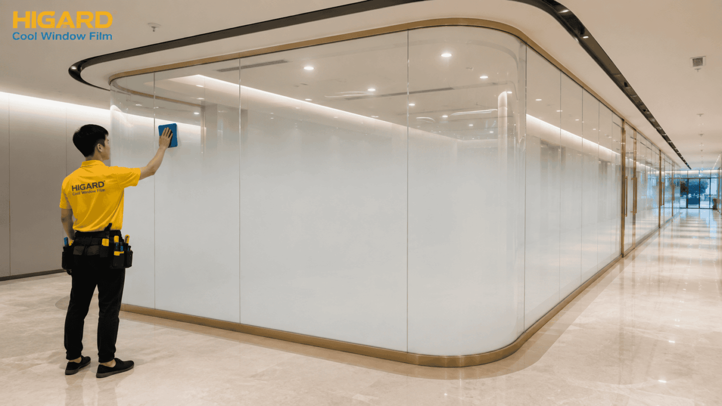 Decal mờ sương chuyển sắc dán kính tạo không gian riêng tư