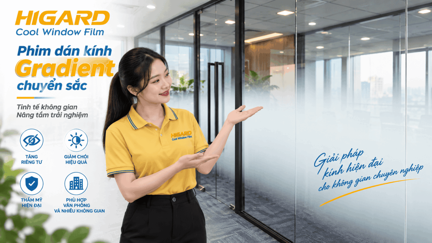 Phim dán kính gradient 1 chiều tạo hiệu ứng chuyển sắc trên kính