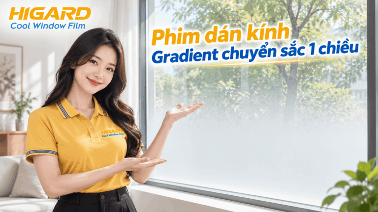 Phim dán kính gradient chuyển sắc trang trí vách kính hiện đại