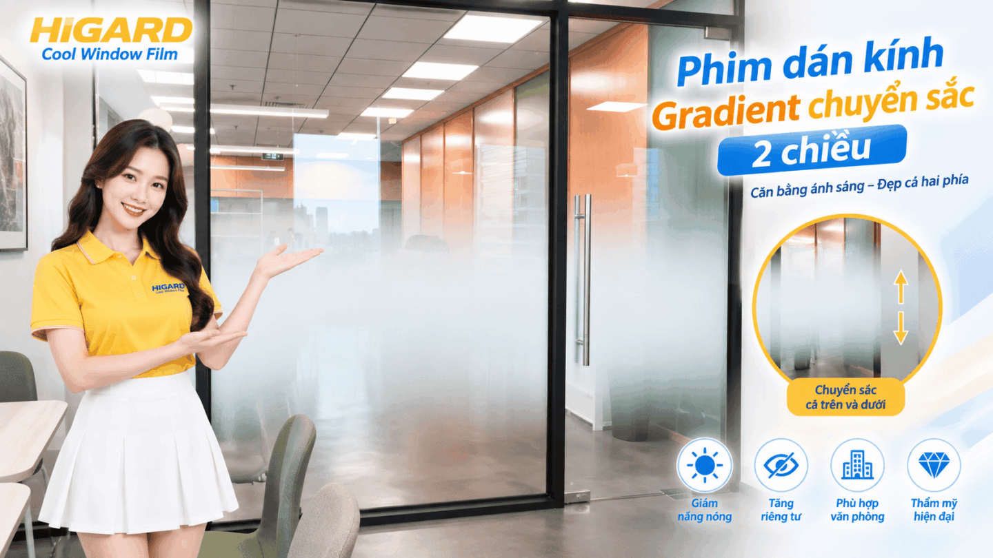 Phim dán kính gradient chấm bi chuyển sắc trang trí kính