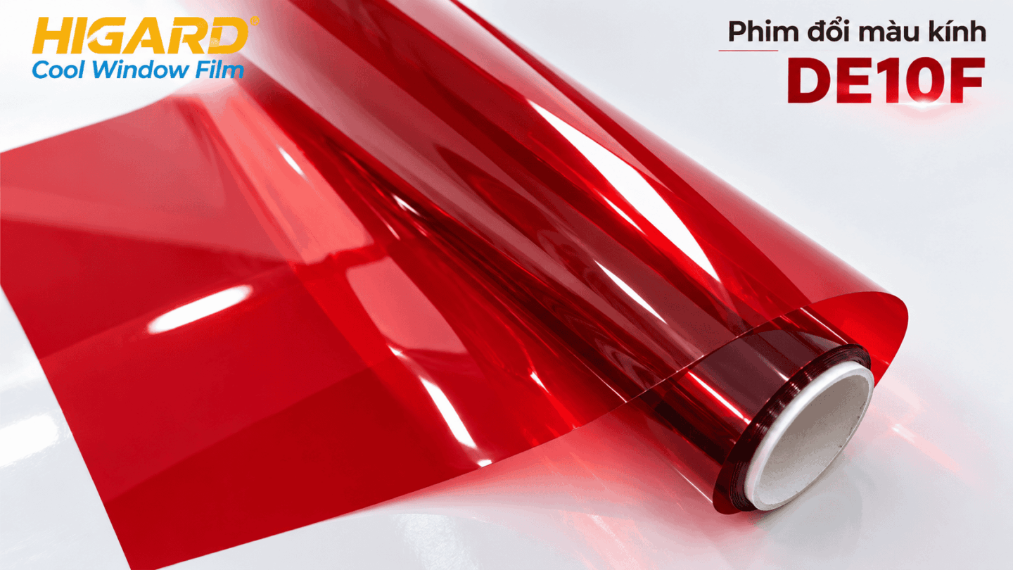 Mẫu Phim Dán Kính Màu Đỏ Higard trang trí nội thất
