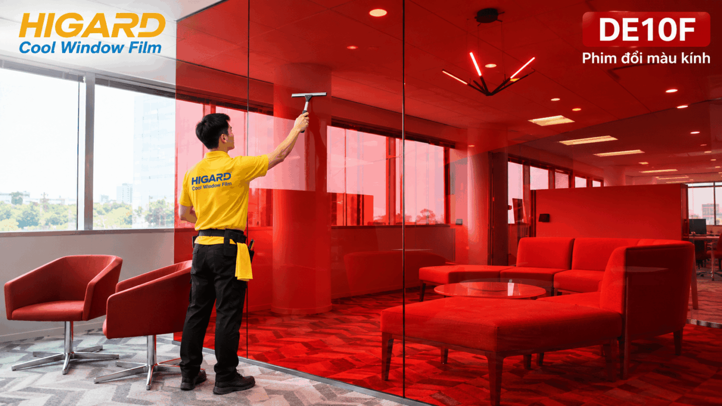 Decal Màu Đỏ Higard dán kính trang trí đẹp mắt