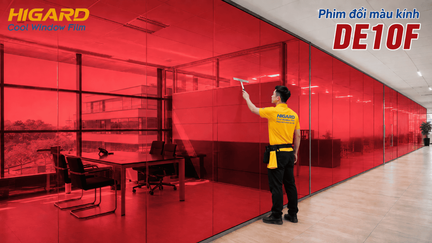 Decal Màu Đỏ Higard cho cửa kính văn phòng