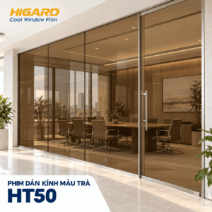 Mẫu phim dán kính màu trà và vàng Higard