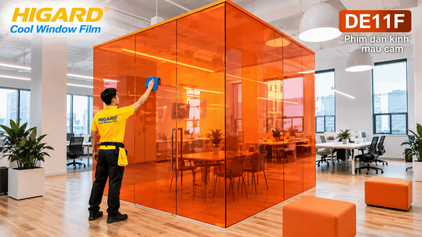 Phim dán kính màu cam DE11F Higard trang trí kính đẹp hiện đại